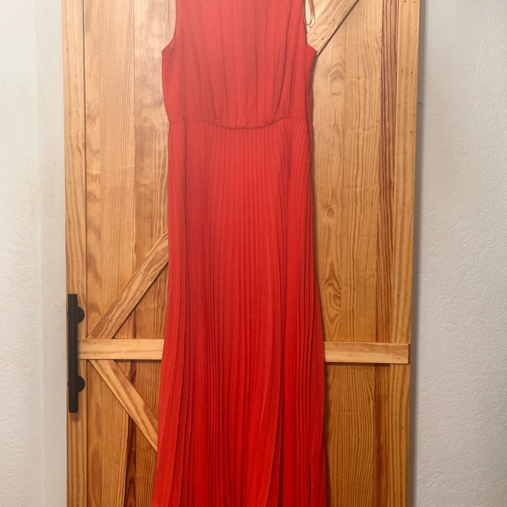 Eliza J Red/Orange Pleated Maxi Sundress